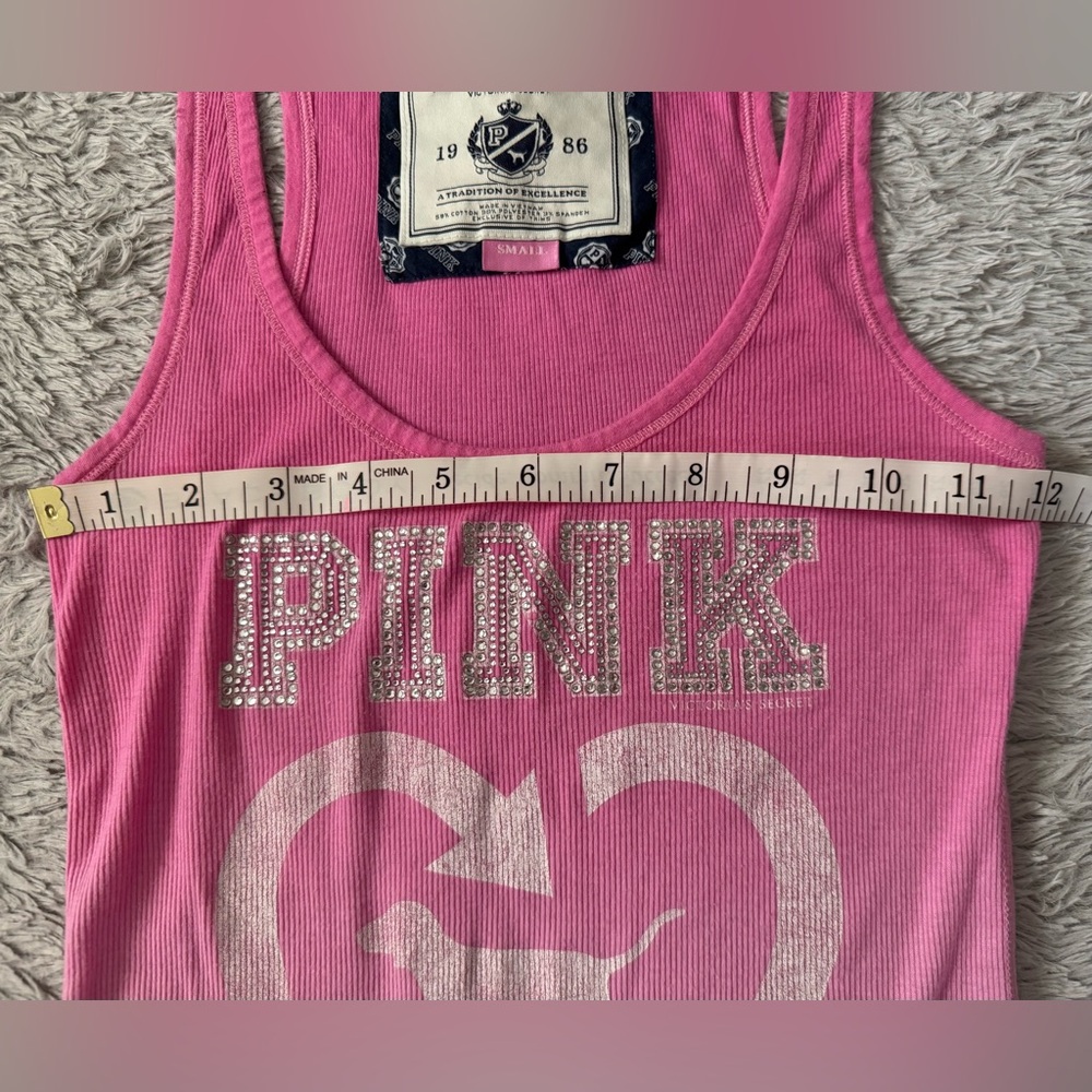 Pink by Victoria’s Secret Pink & Orange Ombré Scoop Tank Silver Logo Bead Detail - Picture 8 of 9
